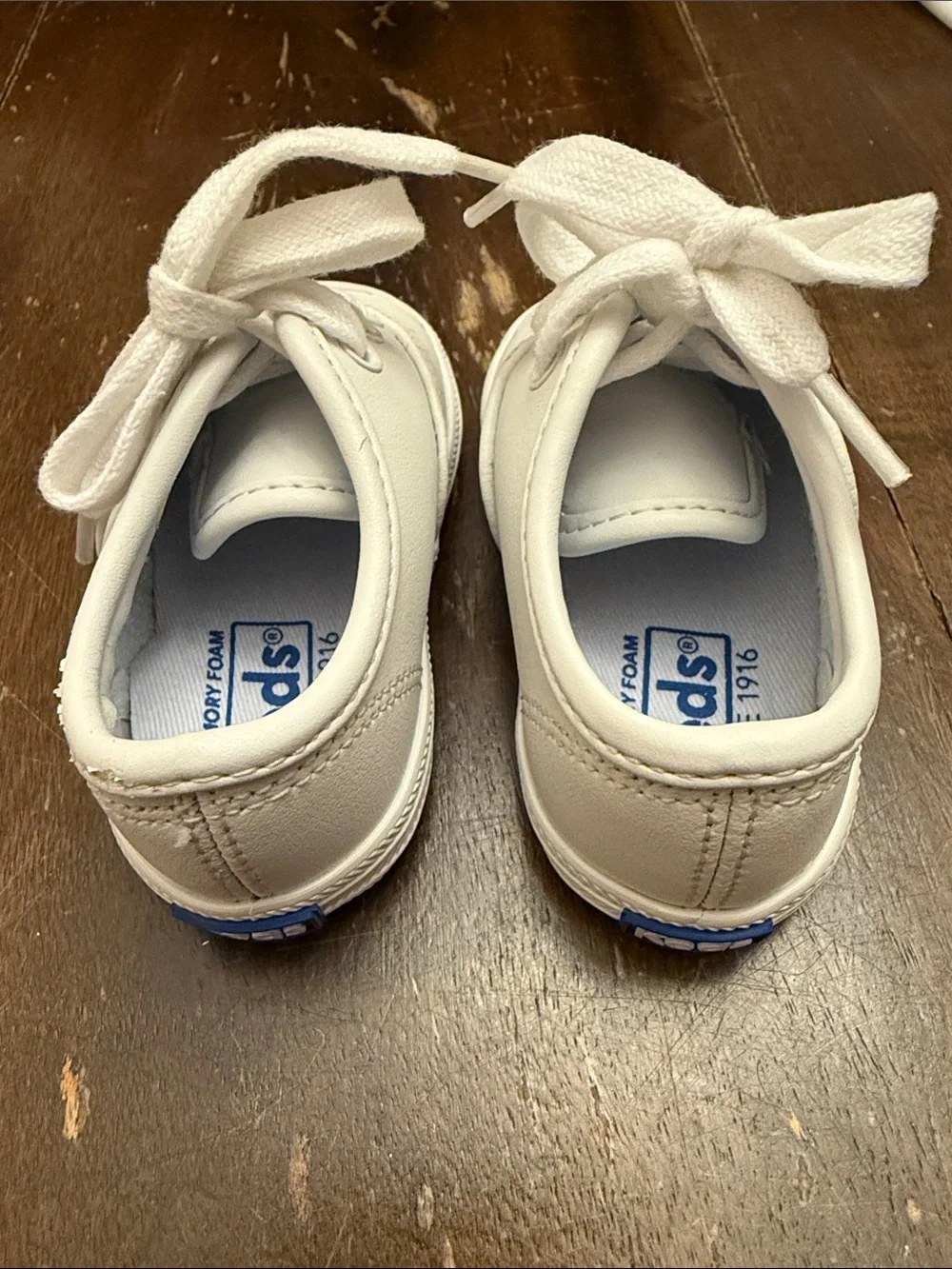 Keds White Toddler Lace-Up Leather Sneakers